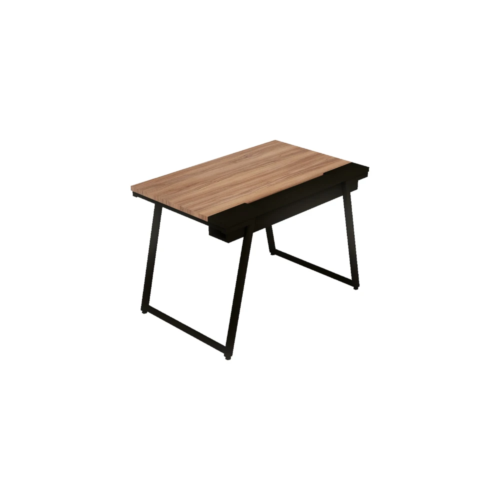 Mesa de escritório retangular industrial com extensão e bandeja Soho